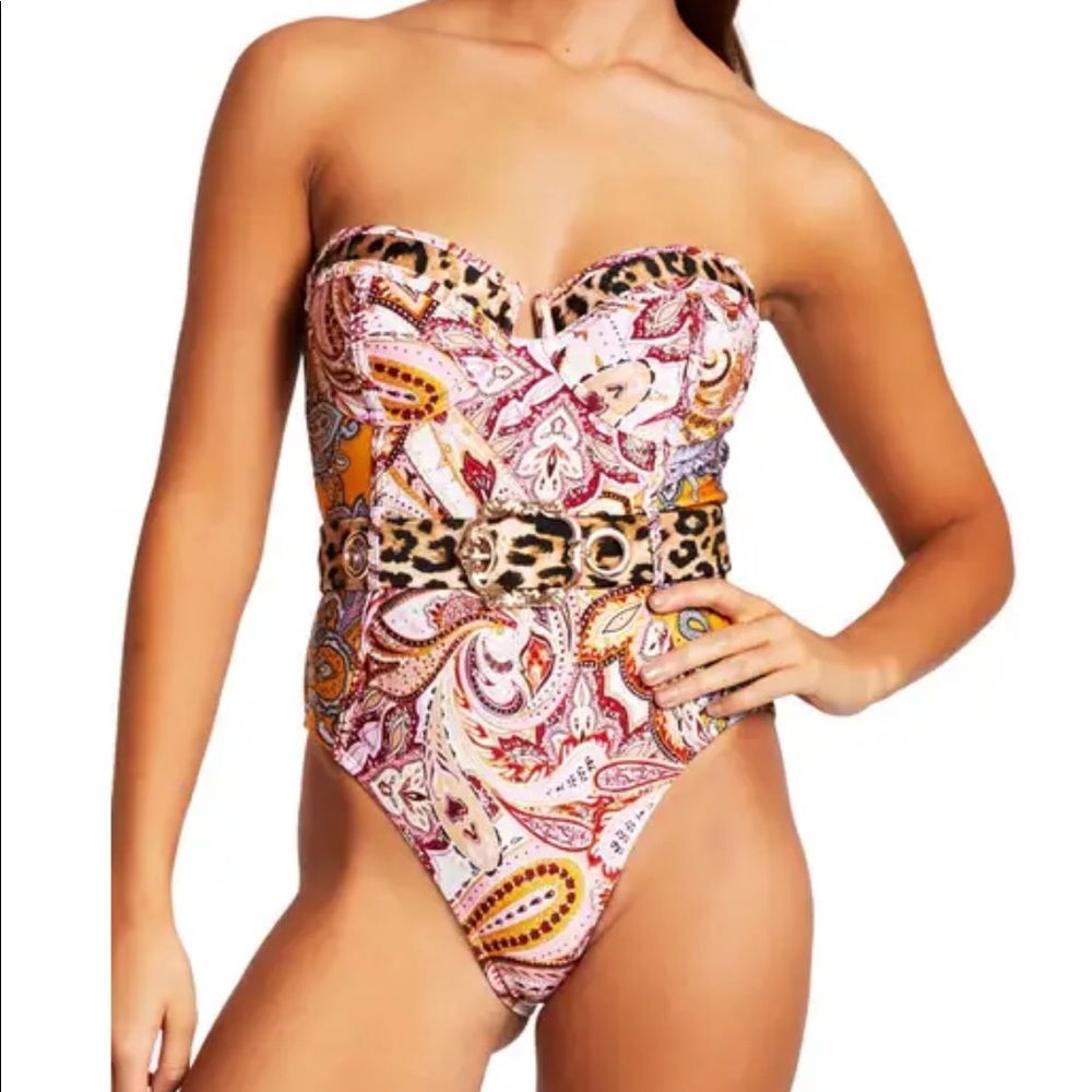 One piece swimsuit with belt